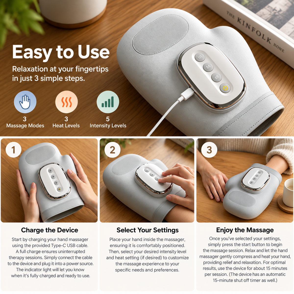 Hand Massager with Heat & Compression for Hand Pain Relief